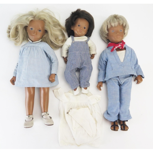 1254 - Three Sasha Dolls Including Blonde Girl in blue chequered dress, white shoes and socks - Blonde Boy ... 