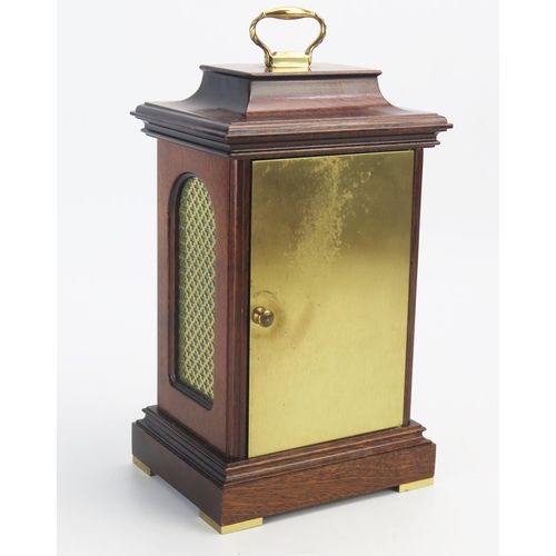 1276 - Knight & Gibbons, a mahogany mantel clock, of rectangular outline with 8cm Roman dial, with German c... 