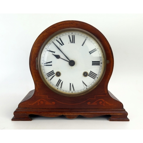 1278 - A French brass carriage timepiece (Not running) together with a 1902's mahogany mantel clock.