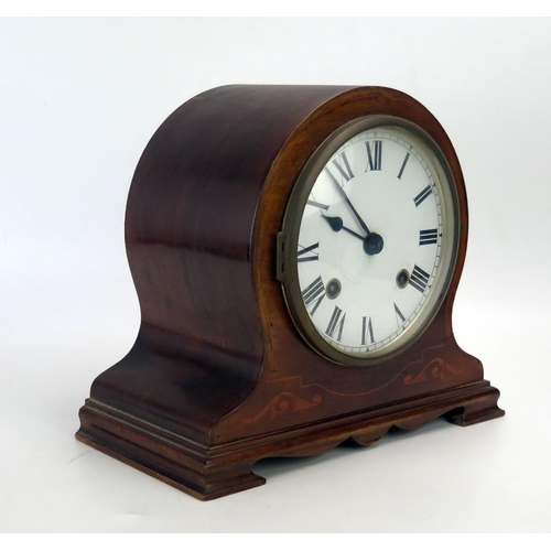 1278 - A French brass carriage timepiece (Not running) together with a 1902's mahogany mantel clock.