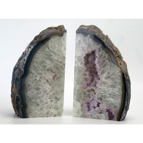 1283 - Two sections of an amethyst geode, 19cm high.