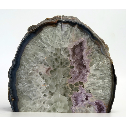 1283 - Two sections of an amethyst geode, 19cm high.