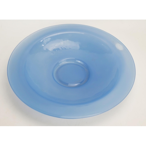 1293 - A large pale blue glass charger, 36cm diameter,