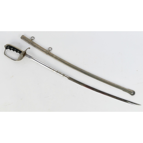 1317 - A Spanish reproduction American Civil War style naval officer's sword with 78cm etched and fullered ... 