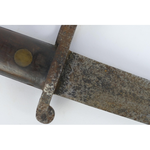 1318 - A Wilkinson model 1888 bayonet with 30cm double edged blade, wood slab grip, overall length 42cm.  W... 