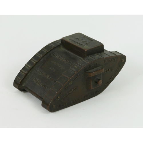 1332 - McKechnie Bros Ltd, Birmingham, and advertising model of a World War One tank, 8cm long.