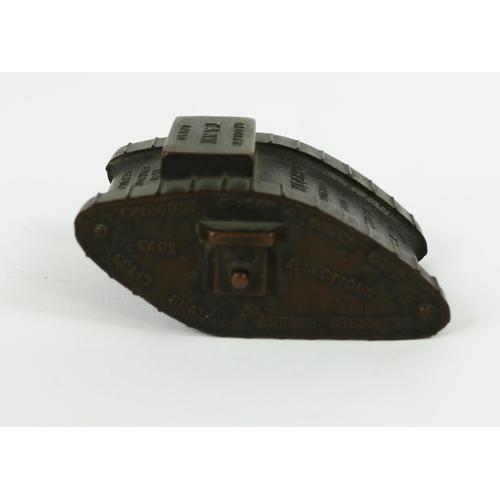 1332 - McKechnie Bros Ltd, Birmingham, and advertising model of a World War One tank, 8cm long.