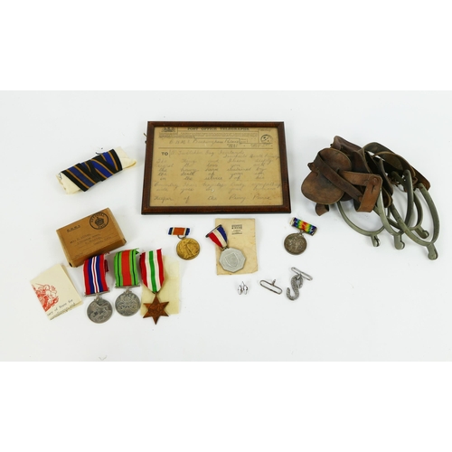 1341 - A World War One War medal to 901294. Gnr. W C Broadburn, RA. A World War II trio in original box of ... 