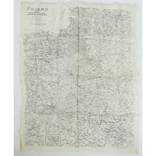 1344 - A World War II period silk printed map of Poland.