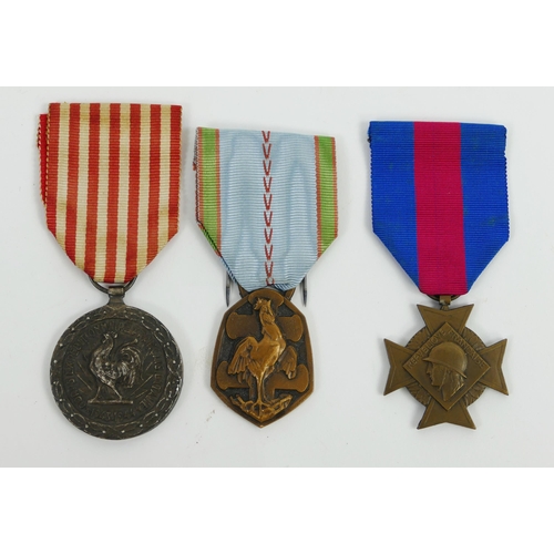 1351 - Three French World War II medals, includes Italian campaign medal (3).