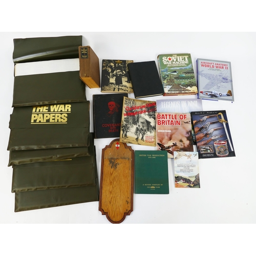 1358 - A collection of facsimile War Papers, assorted books on War, Aircraft, uniforms, posters etc.