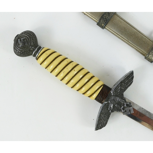 1360 - German Third Reich Luftwaffe 2nd pattern Officer's dagger circa 1937-45 with spiral cream celluloid ... 