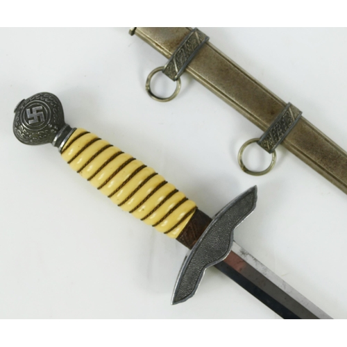 1360 - German Third Reich Luftwaffe 2nd pattern Officer's dagger circa 1937-45 with spiral cream celluloid ... 