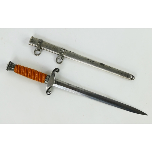 1361 - A World War II period German Army Officers Dagger, with 25cm blade by C. Eickhorn, with orange cellu... 