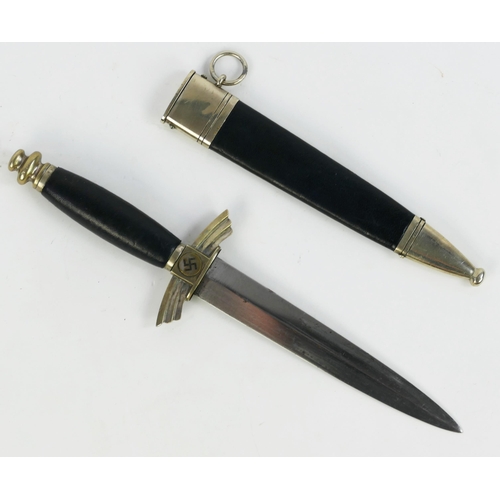 1363 - A Third Reich D.L.V. dagger, with 17.5cm blade by E & A Helbig, having turned down cross guard, leat... 