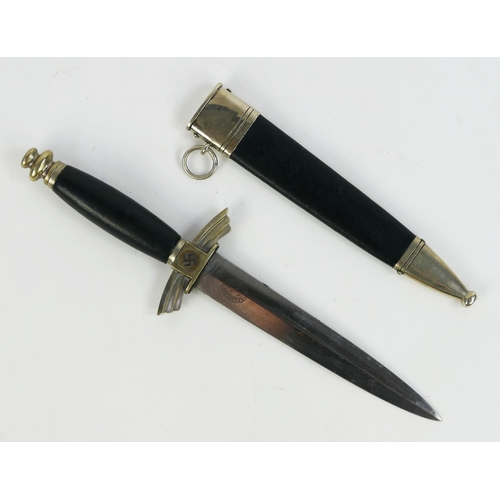 1363 - A Third Reich D.L.V. dagger, with 17.5cm blade by E & A Helbig, having turned down cross guard, leat... 