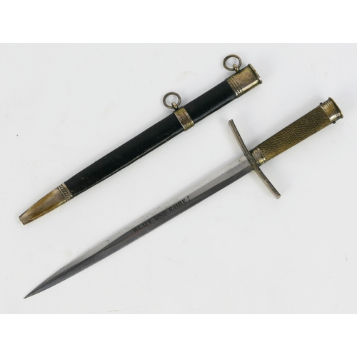 1366 - A replica Hitler Youth leader's dagger, with 25cm etched blade, etched RMZ 117/36, having a wire bou... 