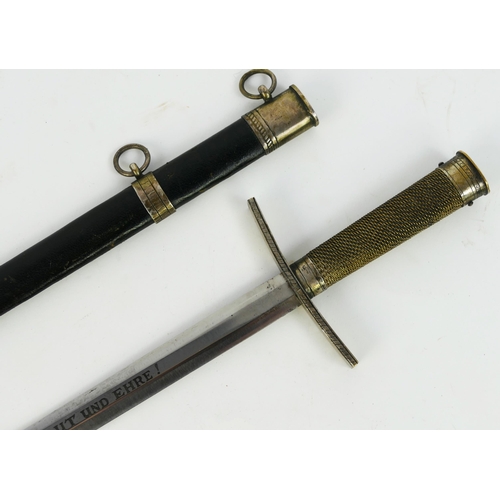 1366 - A replica Hitler Youth leader's dagger, with 25cm etched blade, etched RMZ 117/36, having a wire bou... 