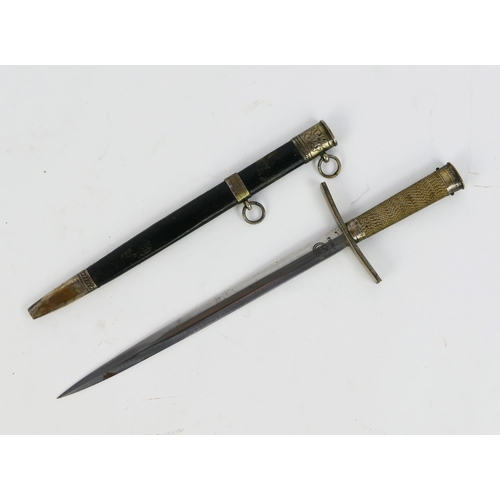 1366 - A replica Hitler Youth leader's dagger, with 25cm etched blade, etched RMZ 117/36, having a wire bou... 