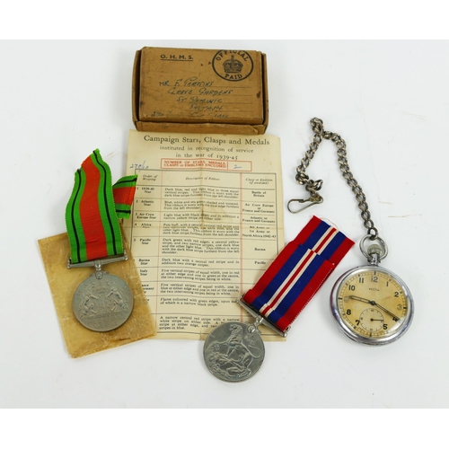 1369 - A World War II pair of medals, War Medal and Defence Medal in original box of issue together with an... 