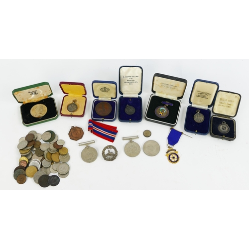 1371 - A World War II War Medal, Defence Medal, assorted coins, medallions etc.