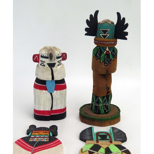 1376 - two Hopi Kachina dolls, together with three other Hopi items.