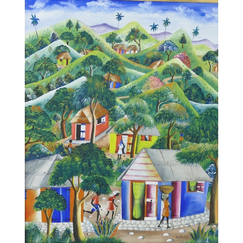 859 - S. Pierre, A Pair of Haitian Village Scenes, oil on canvas, 60x50cm, framed
Provenance _ from a priv... 