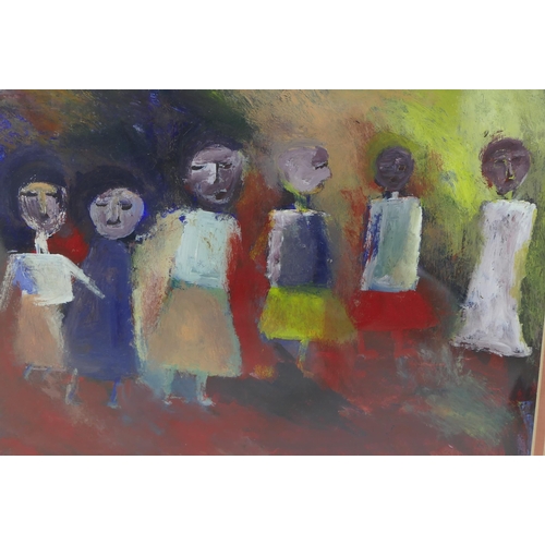 861 - Tabitha W. Mburu aka Tabitha wa Thuku (Kenya 31.10.63), Young Girls Lining Up, mixed media on paper,... 