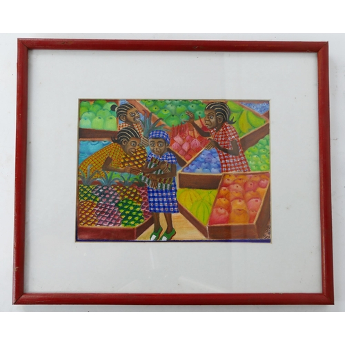 863 - Ancent Soi 1998 (1937-2022) Kenyan artist, 'Fruit Market', mixed media on canvas, 30x22cm, f&g

Prov... 