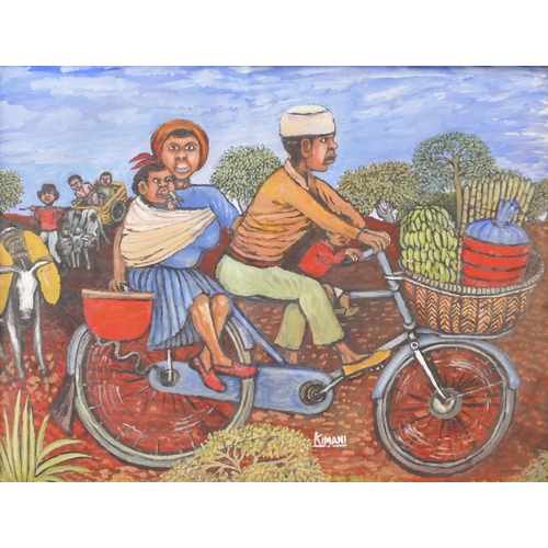 893 - David Kimani, Kenyan, Loaded Up on Two Wheels, mixed media on paper, 45x35cm, framed