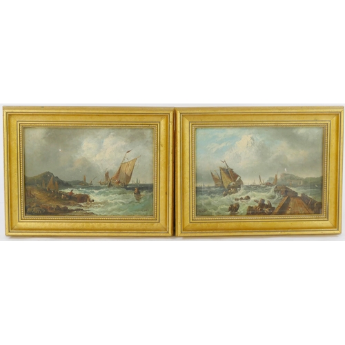 973 - William Hale (1837-1929), A Pair of Stormy Sea Scenes, oil on canvas, 32x22cm, framed (A/F)