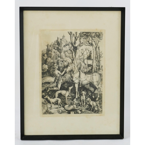 977 - After Albrecht Durer, St. Eustace or St. Hubert, engraving, 35x26cm, F&G