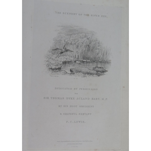 1411 - LEWIS, F.C - The Scenery of the River Exe : engraved title,  etched plates, half calf, folio, 1827.