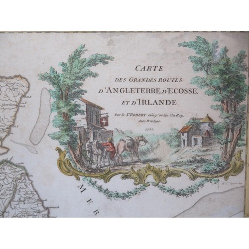 1307 - After S Robert, a hand coloured map of the British Isles, dated 1757, 49 x 59cm