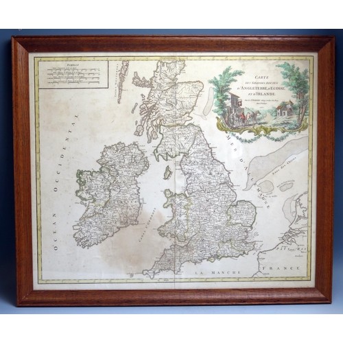 1307 - After S Robert, a hand coloured map of the British Isles, dated 1757, 49 x 59cm