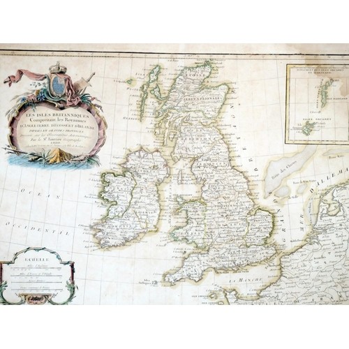 1308 - A 19th century French map of the British Isles, F & G, 31 x 45cm