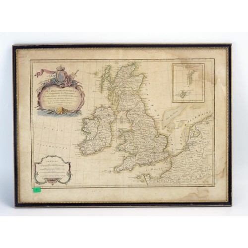 1308 - A 19th century French map of the British Isles, F & G, 31 x 45cm