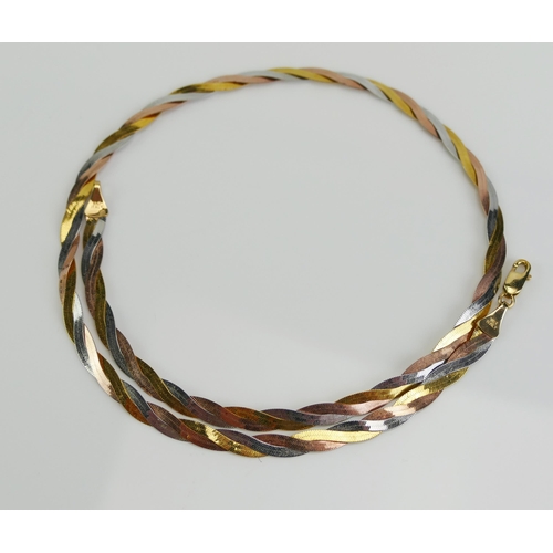 103 - A 9KT Tricolour Gold Necklace, 17