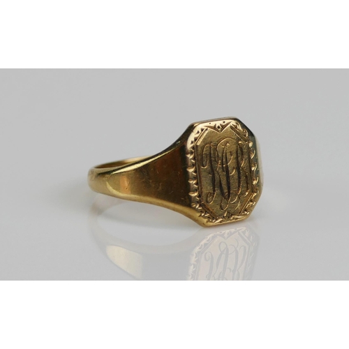 105 - A 9ct Gold Signet Ring engraved with the initials RJB, size S, 4.13g