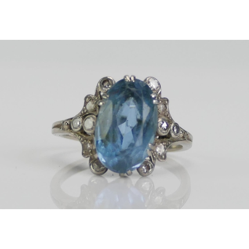 108 - A Platinum, Diamond and Gem Set Dress Ring, c. 13.67x8.4mm principal stone, size N, marked PT, 5.63g