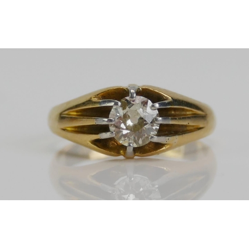 110 - An Antique 18ct Gold and Old Cut Diamond Solitaire Ring, c. 5.9mm stone, size P.5, Birmingham 1911, ... 