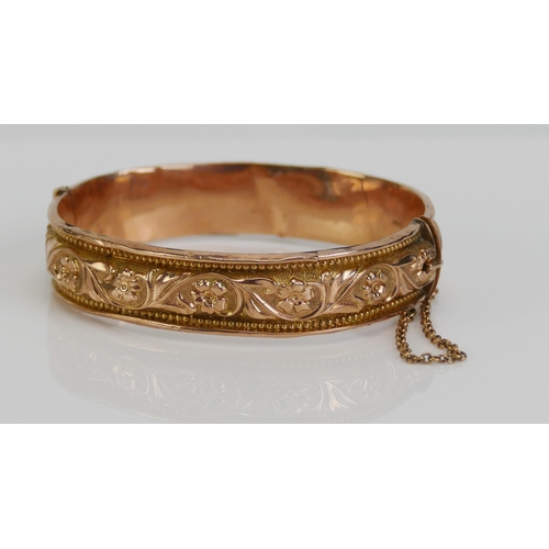 119 - An Antique 9ct Gold Hinged Bangle, Birmingham 1912, 12.47g. A/F