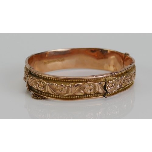 119 - An Antique 9ct Gold Hinged Bangle, Birmingham 1912, 12.47g. A/F