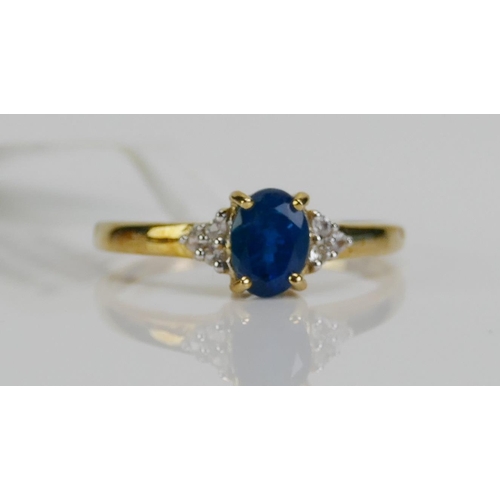 121 - A 9ct Gold, Neon Blue Apatite and White Sapphire Ring, size Q, hallmarked, 1.64g. As new with tag