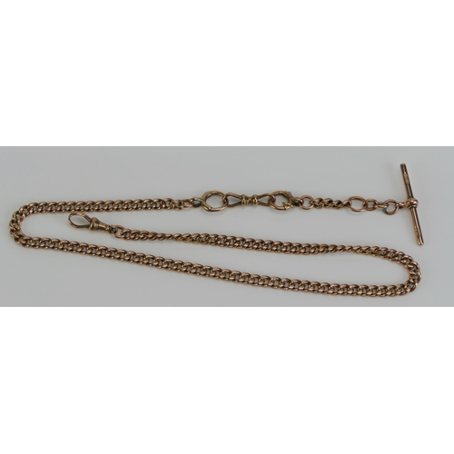 124 - A 9ct Rose Gold Albert with T-bar, 19.75