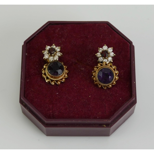 137 - A Pair of 9ct Gold and Amethyst Stud Earrings (10.2mm head, hallmarked, 2.08g) and one other pair of... 