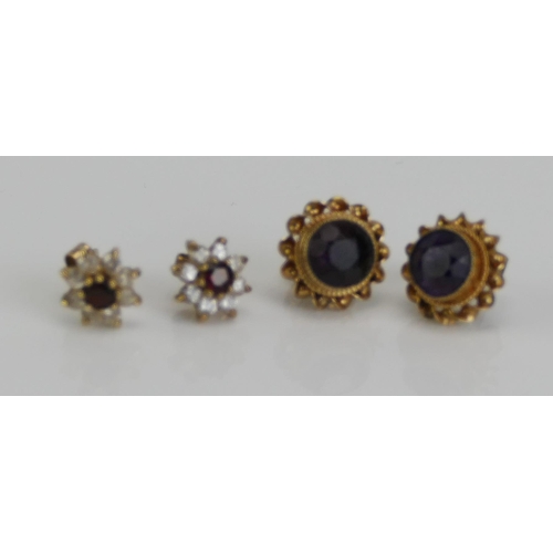 137 - A Pair of 9ct Gold and Amethyst Stud Earrings (10.2mm head, hallmarked, 2.08g) and one other pair of... 