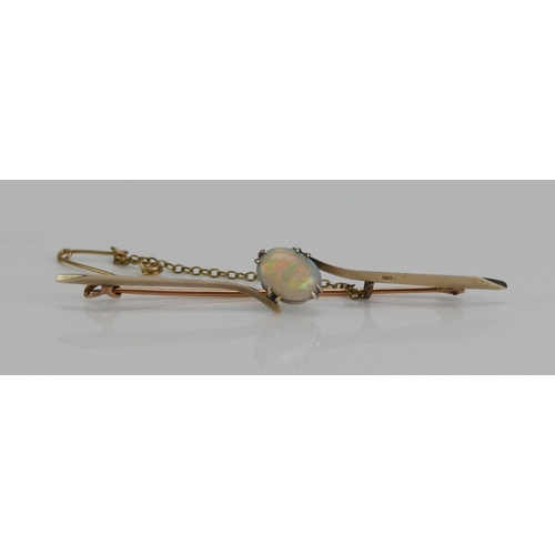 139 - A 9ct Gold and Opal Brooch (63.2mm wide, 3g. Boxed) and one other