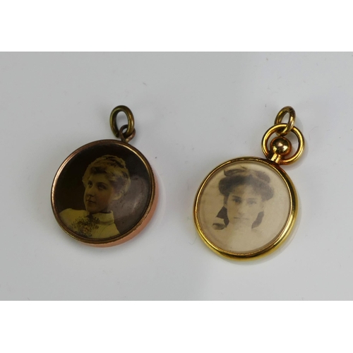 153 - Two Antique Gilt Metal Lockets, largest 20.7mm diam.