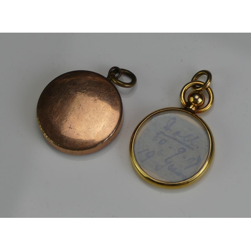 153 - Two Antique Gilt Metal Lockets, largest 20.7mm diam.